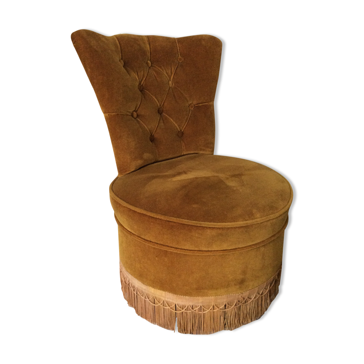 Toad armchair of the 60s and 70s in mustard yellow velvet
