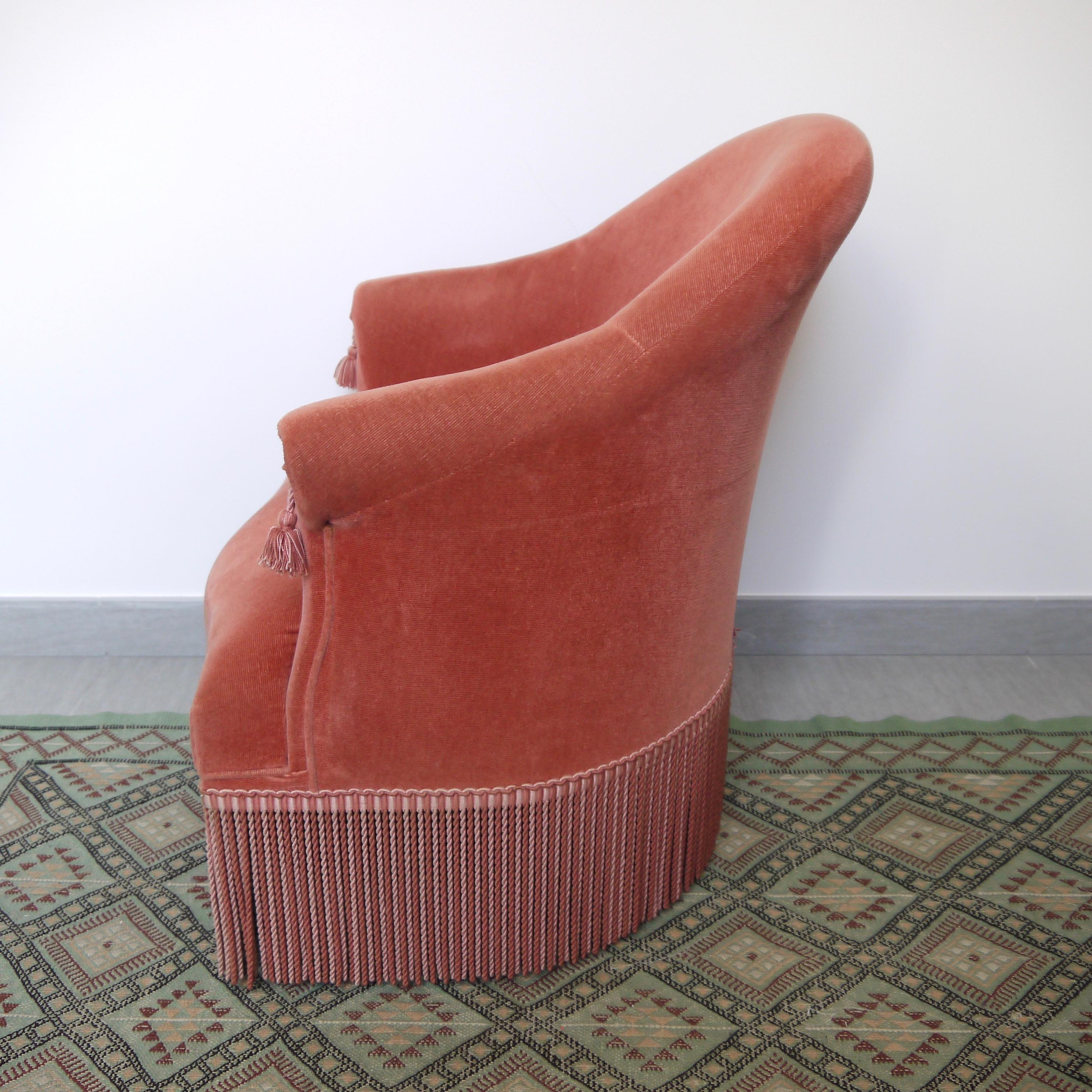 Armchair toad in velvet rose