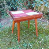 Table vintage en bois pieds compas