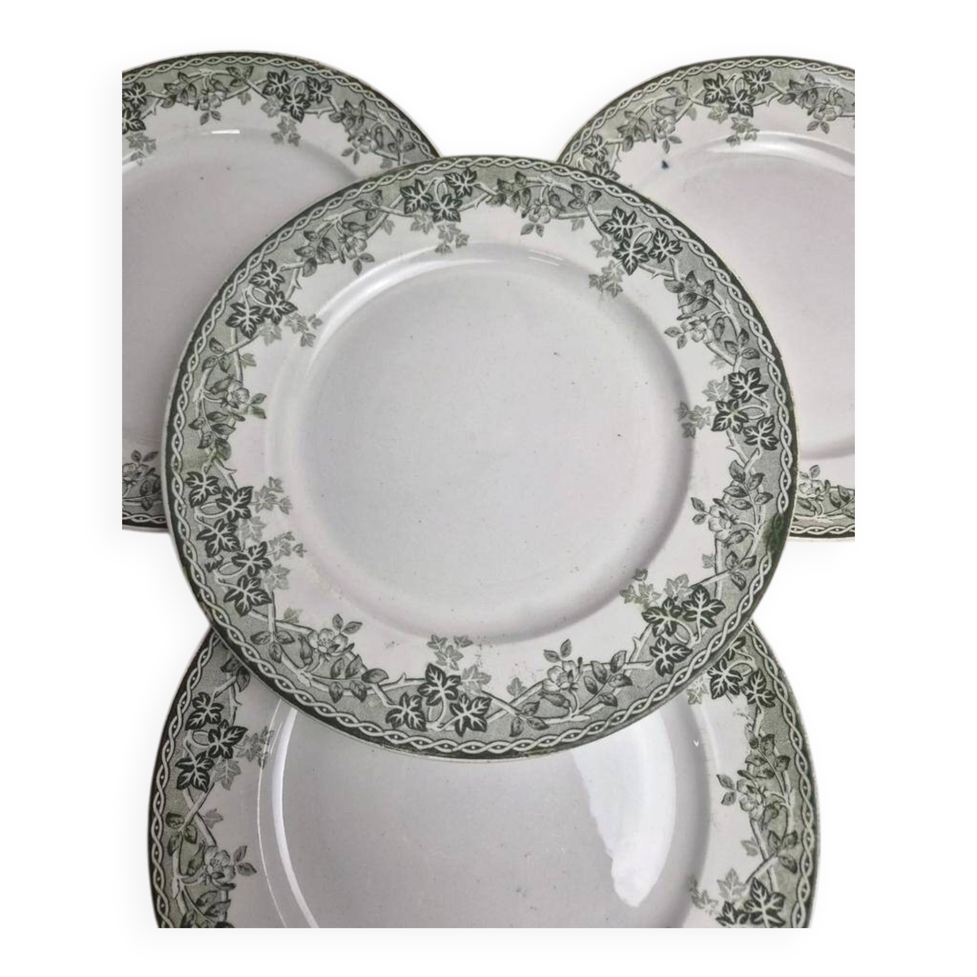 Beautiful set of 4 antique ironstone plates from Saint-Amand and Hamages, Estival model.