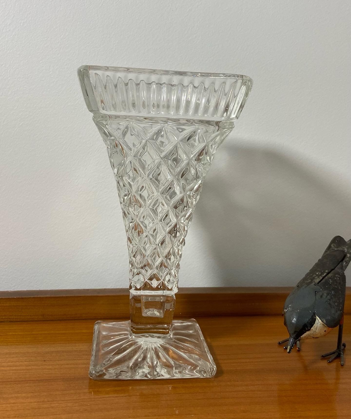 Vintage pressed molded glass vase 1960