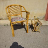 Vintage rattan magazine holder