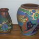 Two Belgium country vases low unique pieces signed