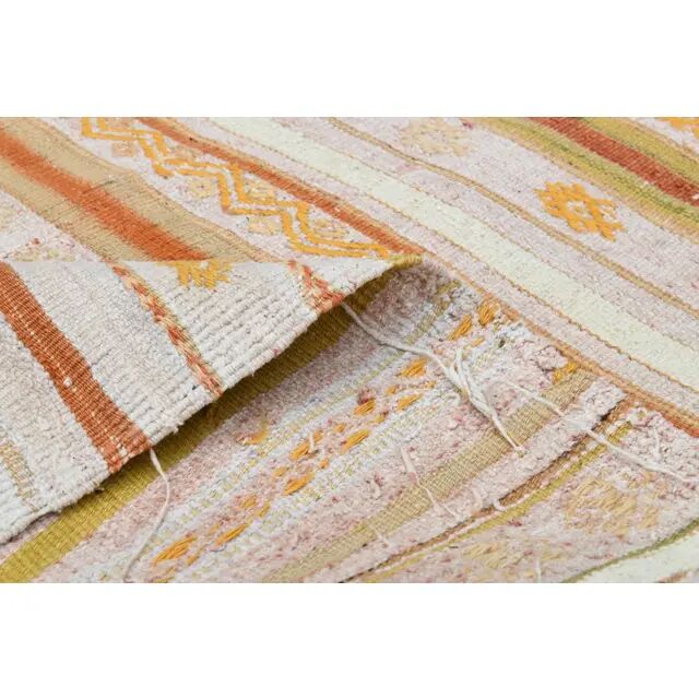 Tapis turc Oushak fait main en laine et coton orange des années 1970 137x194