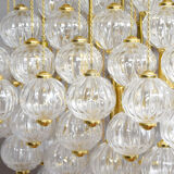 Venini mid century italian flushmount murano glass bubbles and brass chandelier