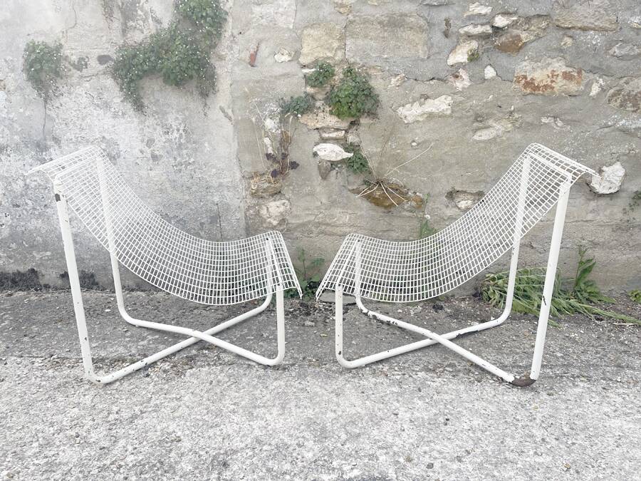 Pair of wire armchairs, 1980s