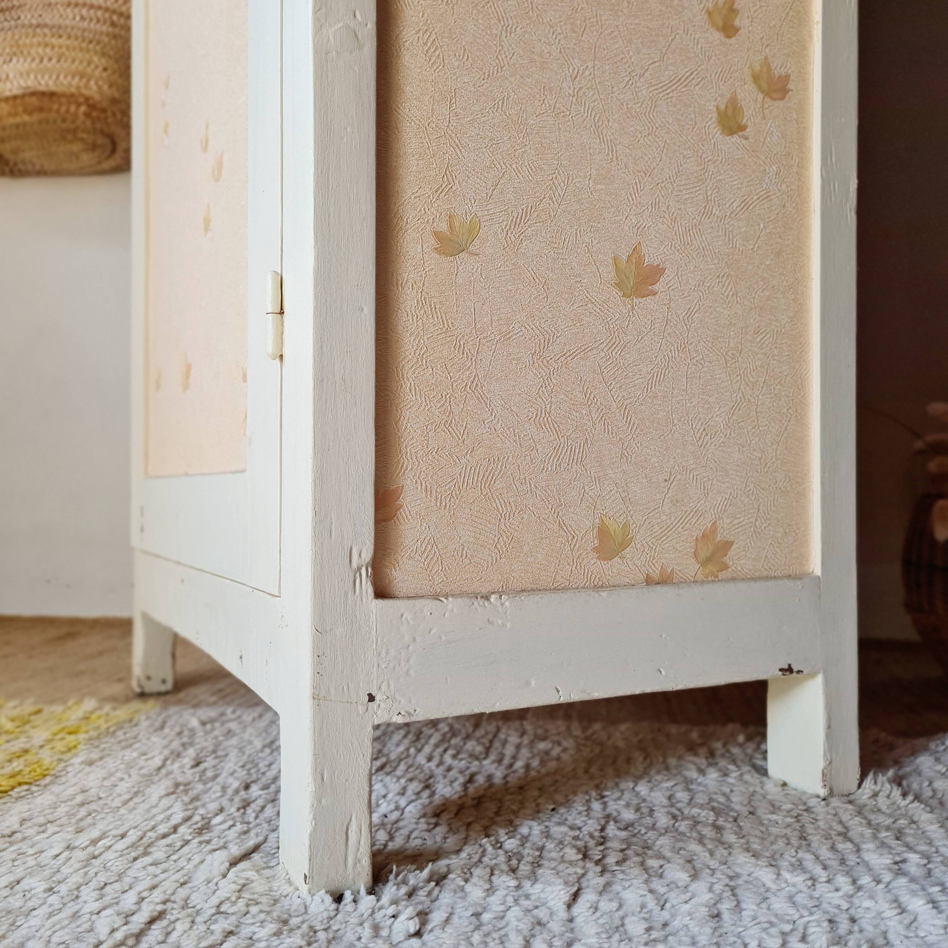 Antique Parisian bonnetière with a patina – vintage narrow wardrobe