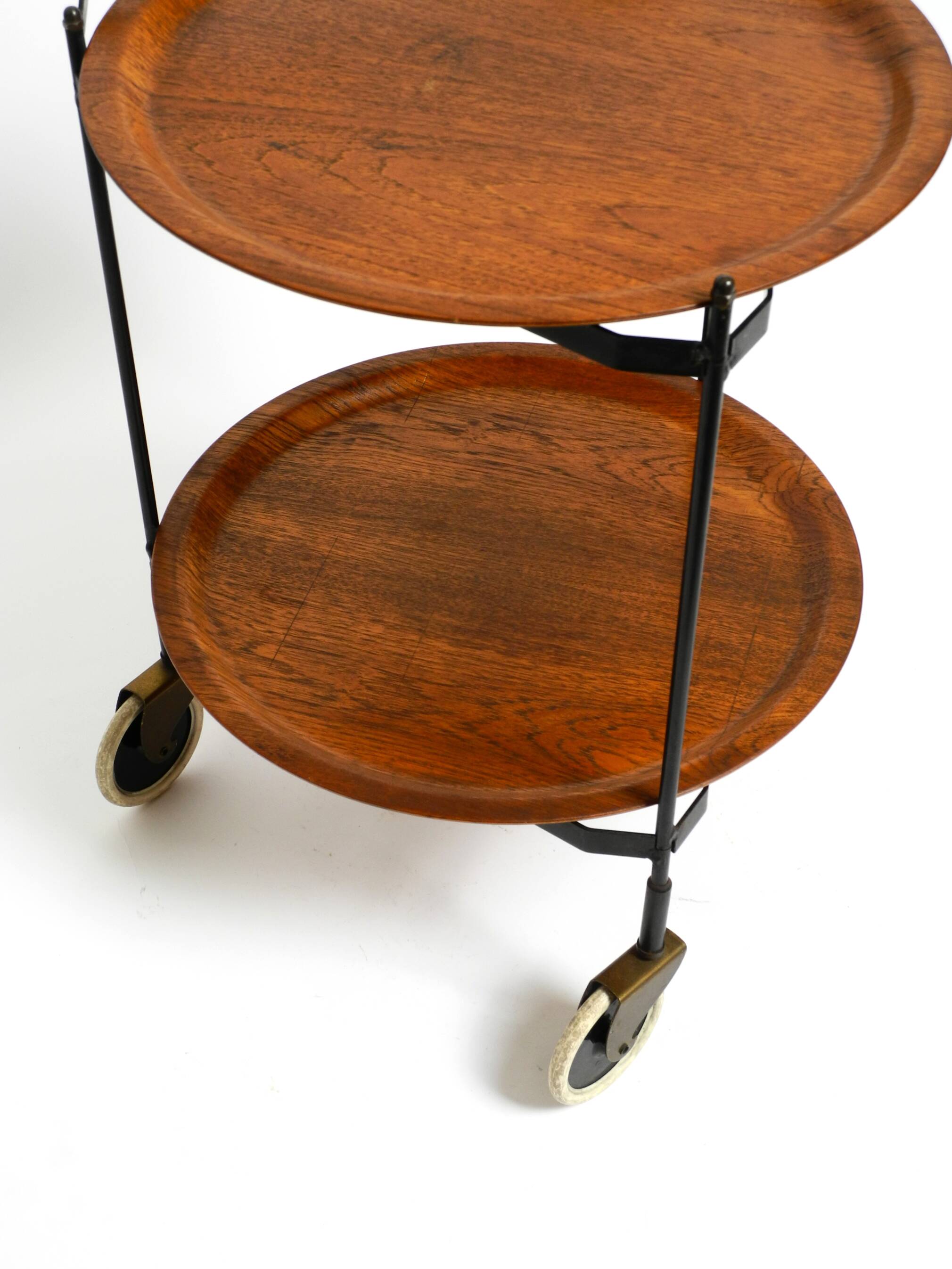 Folding Mid Century serving trolley with removable teak pagwood trays