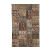Tapis oriental vintage tissé à la main 198 cm x 302 cm marron patchwork tapis