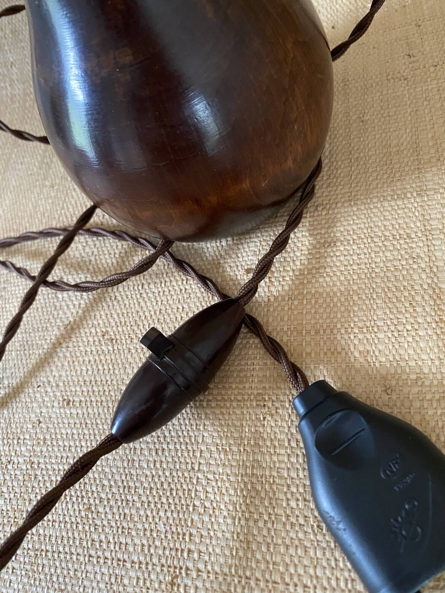 Wrought iron lamp, 2M fabric cable, cotton shade