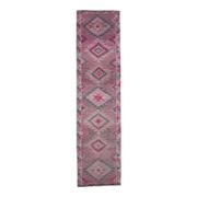 1970s Turkish handmade wool pink diamond runner 82x337