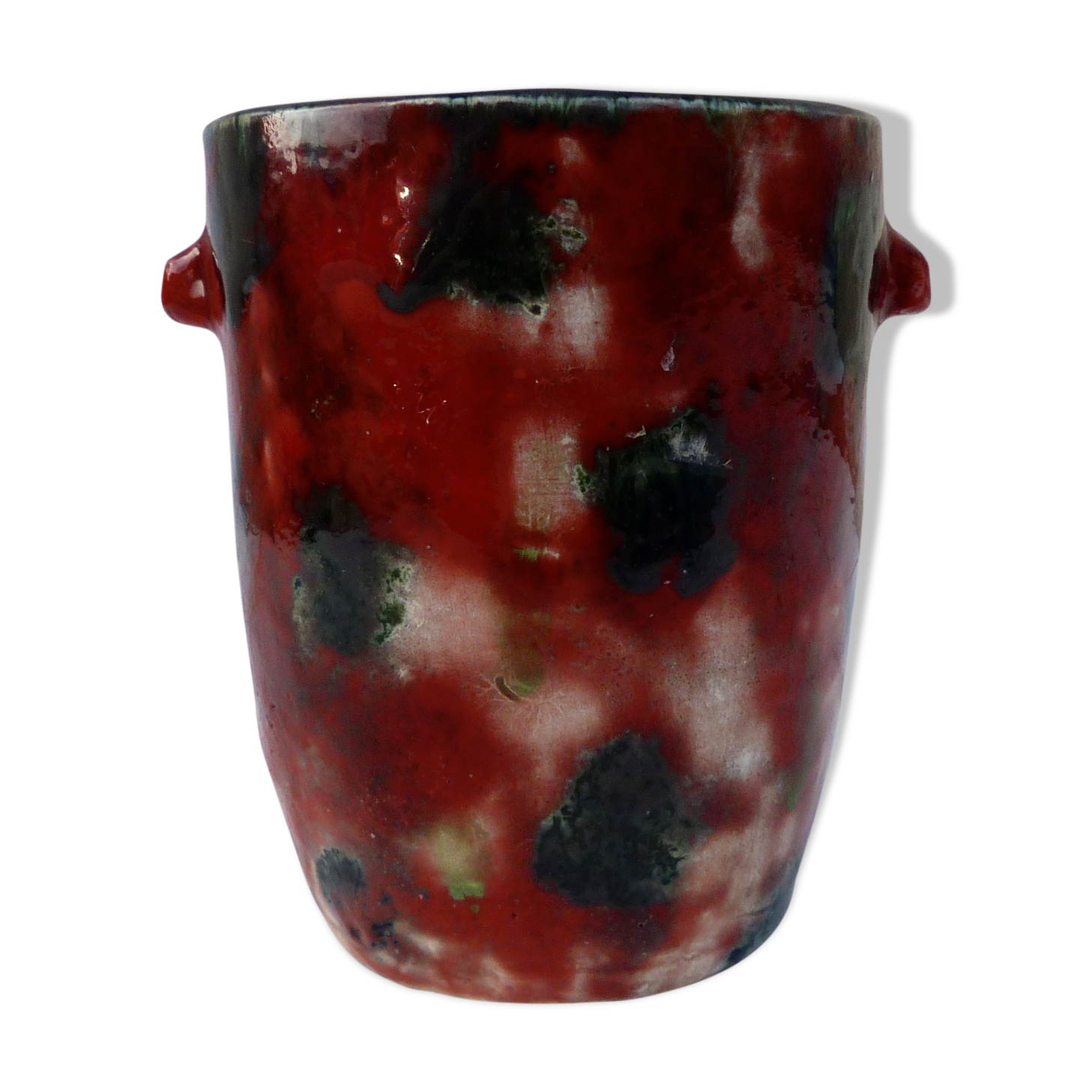 Pot ceramic enamelled spotted drips