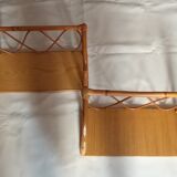 Pair of vintage bamboo shelves