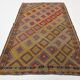 5x8 Kilim Multicolor Geometric Style Handmade Wool Kilim Rug, 150x247 Cm