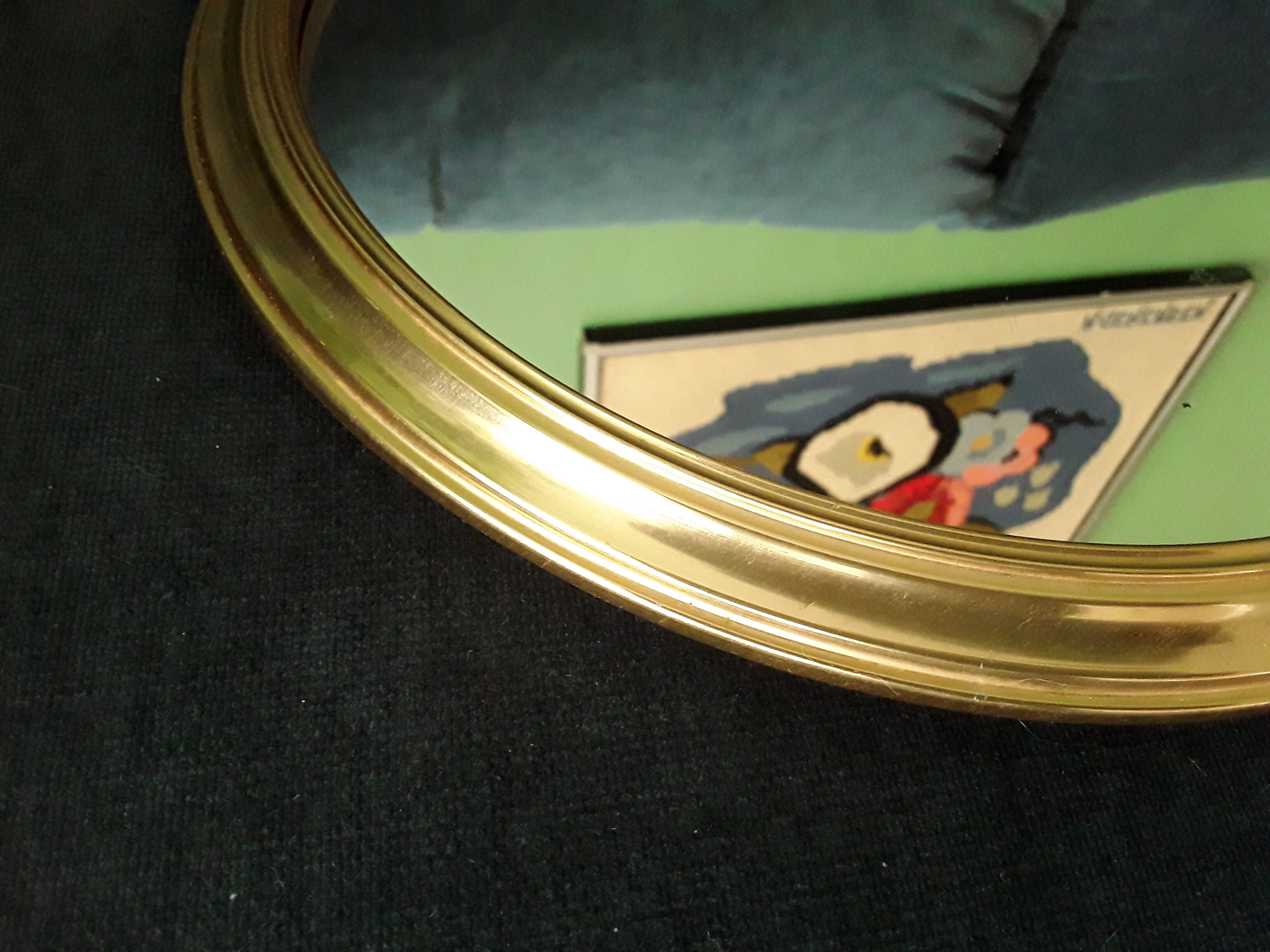 Mirror or vintage mirror top in golden brass