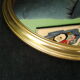 Mirror or vintage mirror top in golden brass