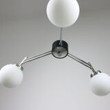 Lustre italien à 3 bras chromé et opaline