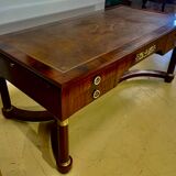Empire flat desk, mahogany, double-sided, gilded bronzes