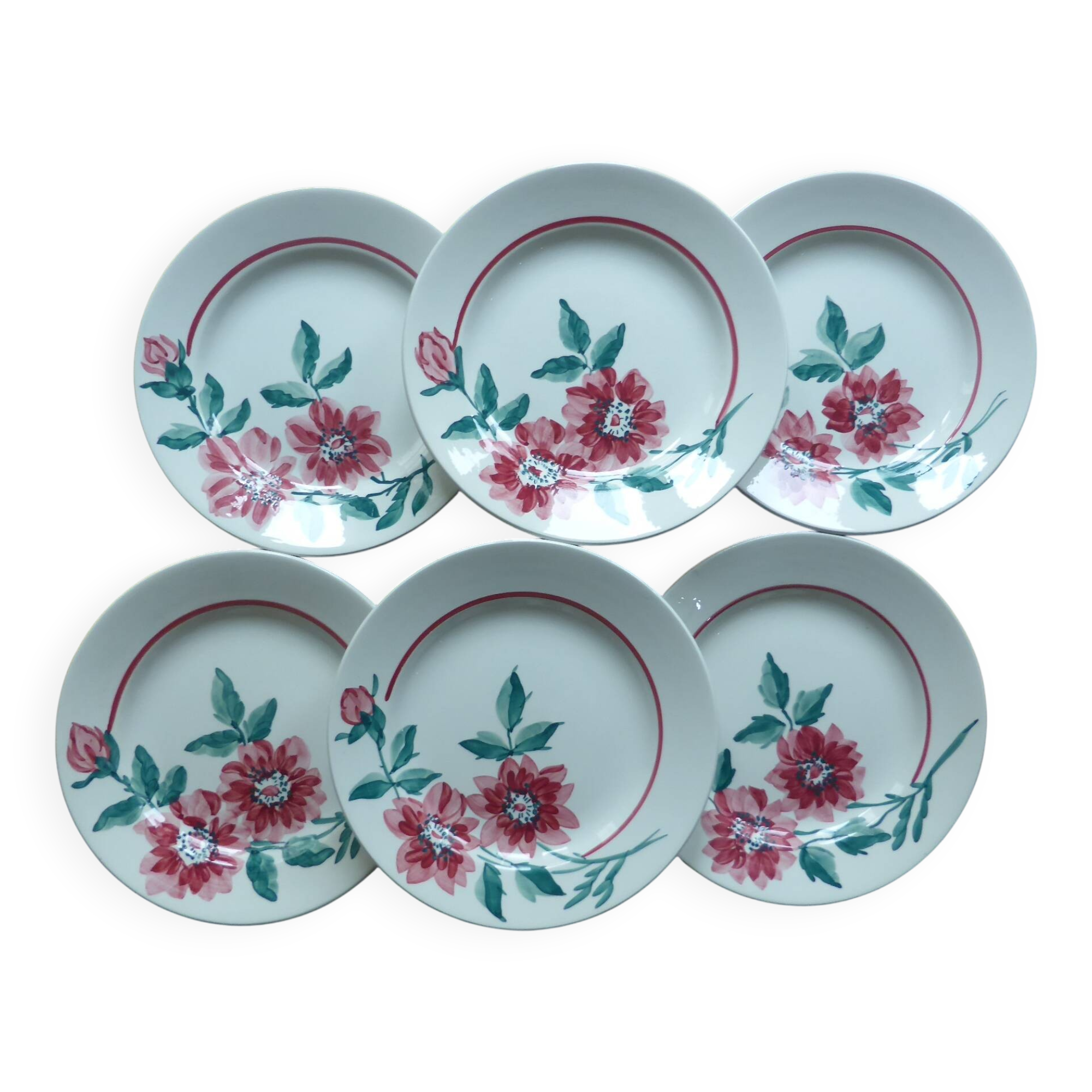 6 Sarreguemines dinner plates, Monceau pattern 200210