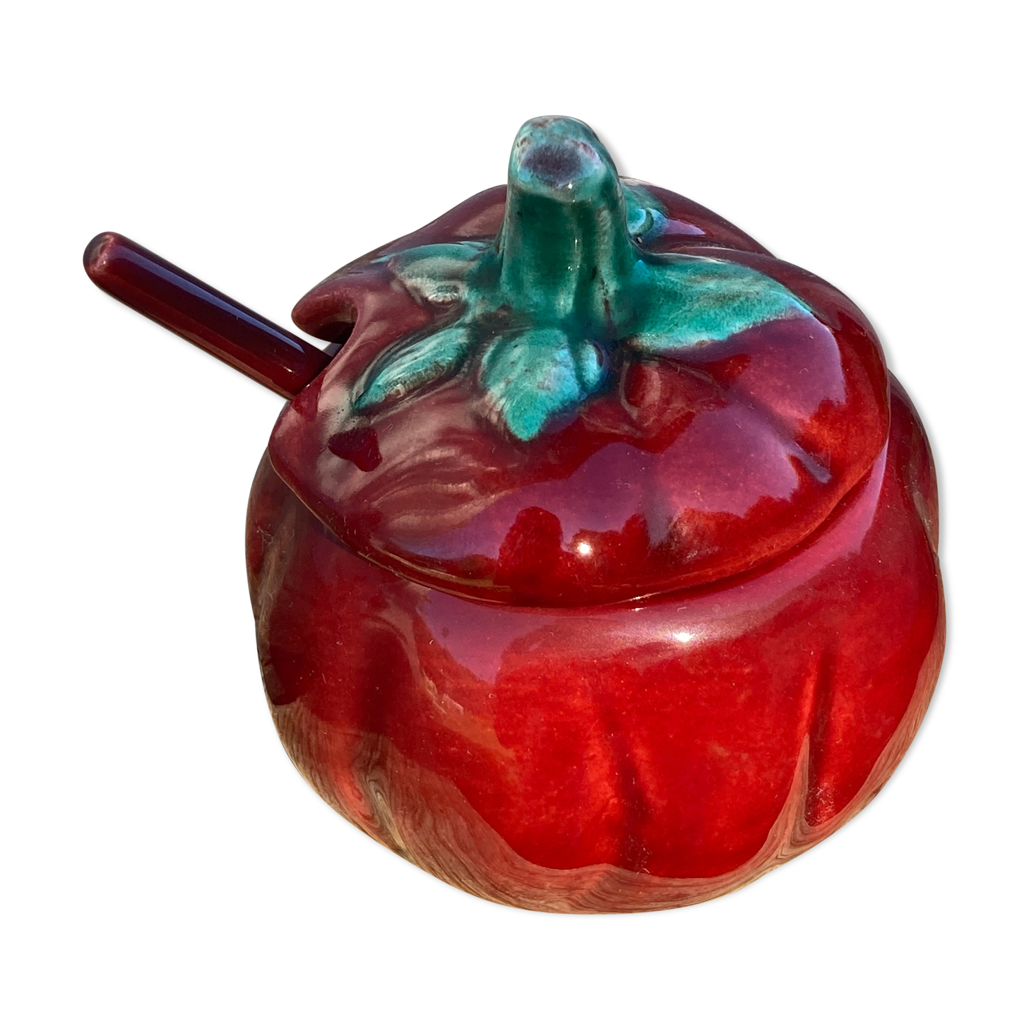 Tomato slip for ceramic condiments, mustard, salt, pepper