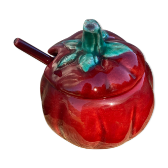 Tomato slip for ceramic condiments, mustard, salt, pepper