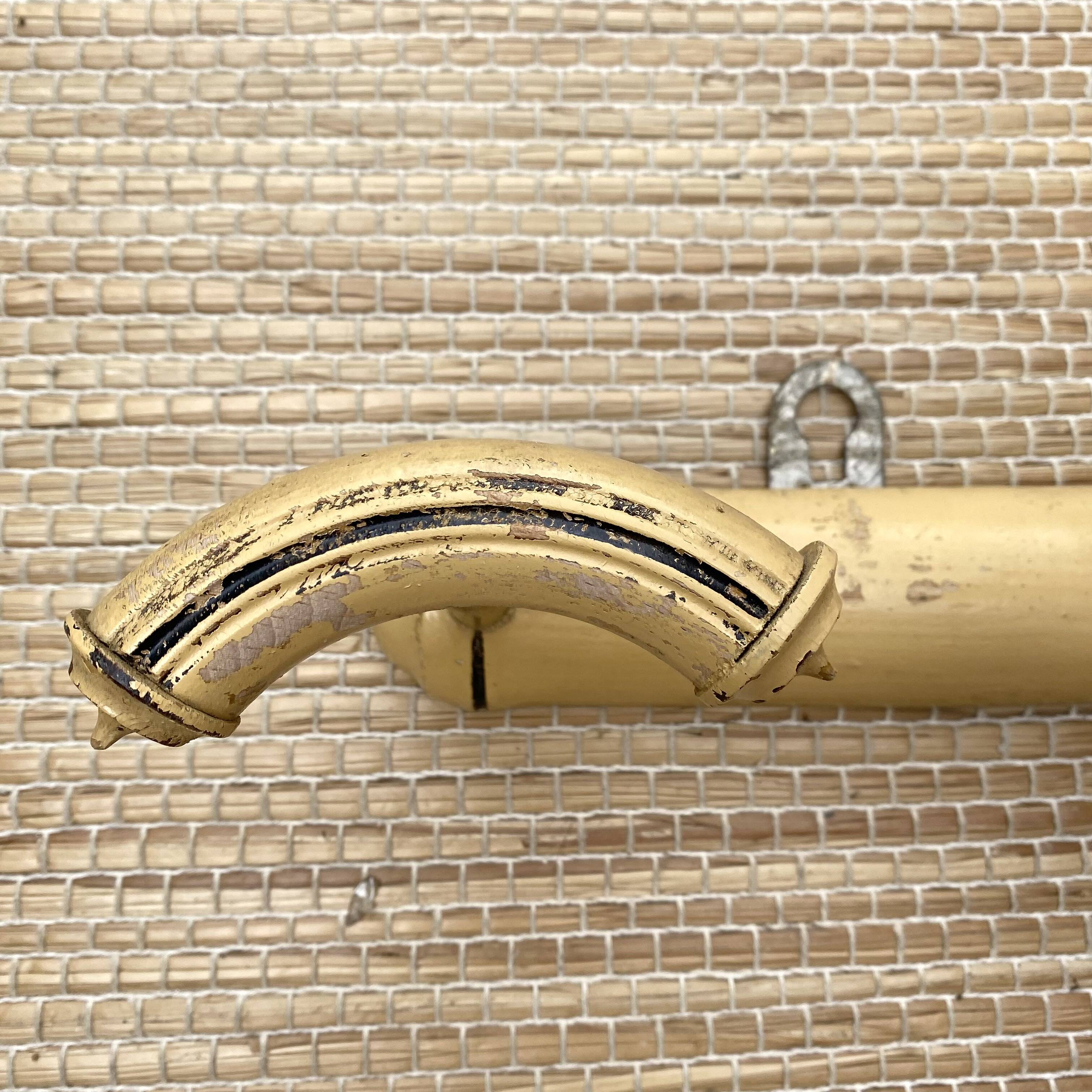 Antique wall-mounted coat rack in turned bamboo-style wood, 1930s-40s