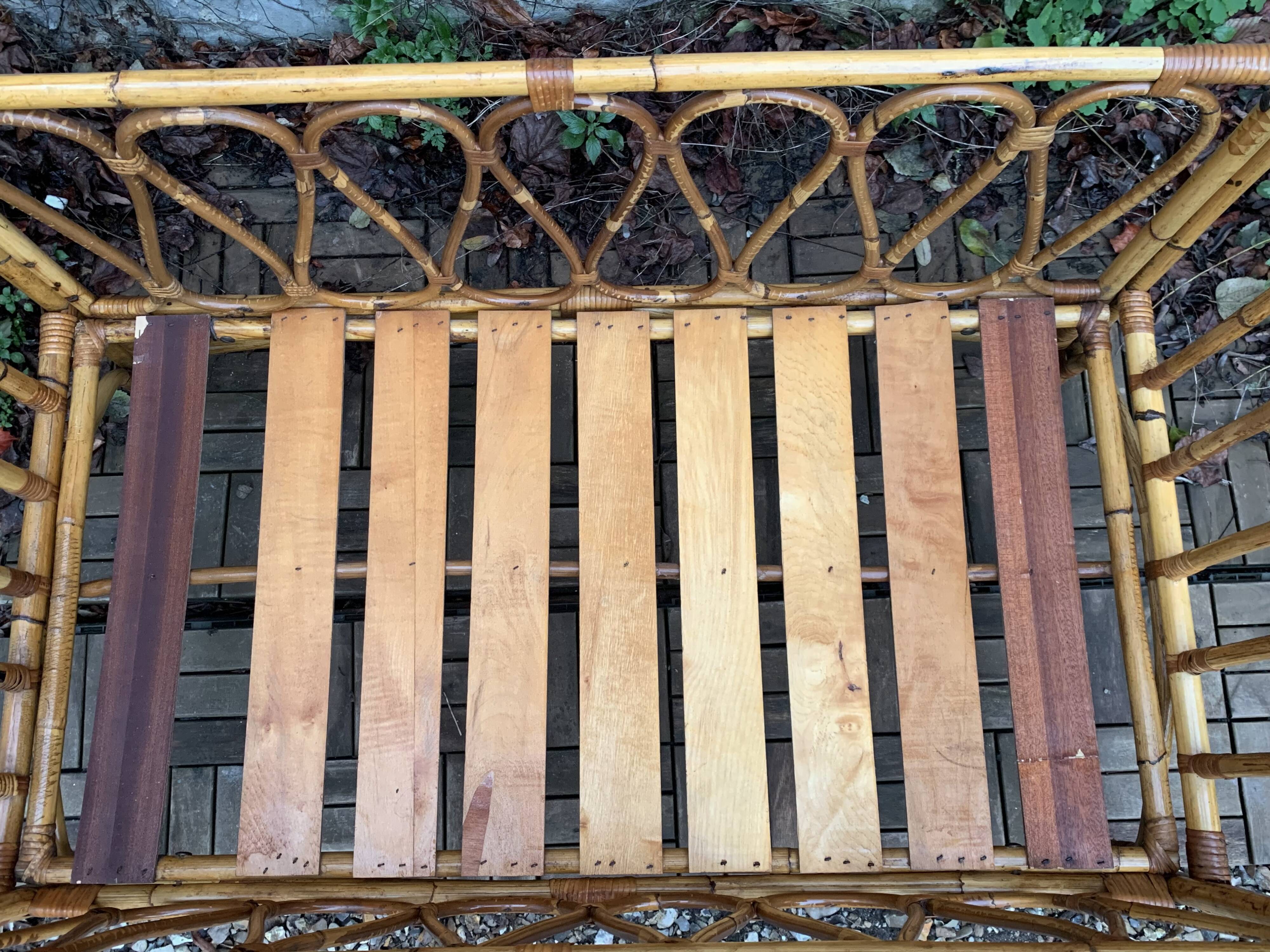 Vintage rattan baby bed 1960