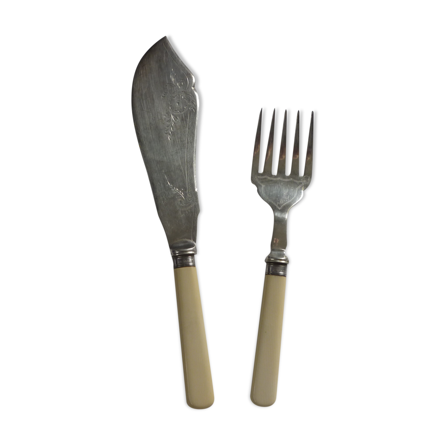 Covered English service fork and knife