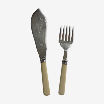 Covered English service fork and knife