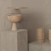 XL travertine pedestal bowl