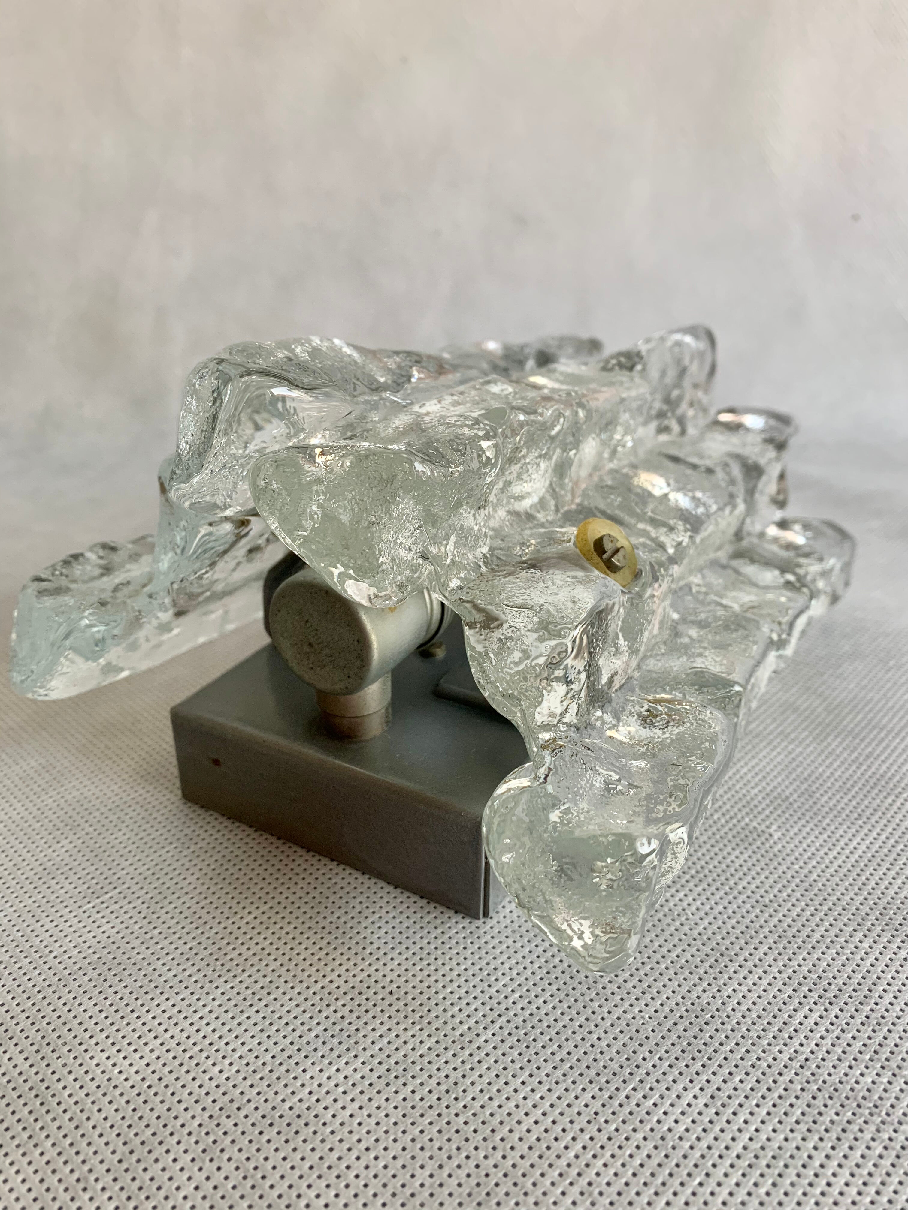 Pair of Ice Glass Wall Sconces  by J.T. Kalmar, Austria