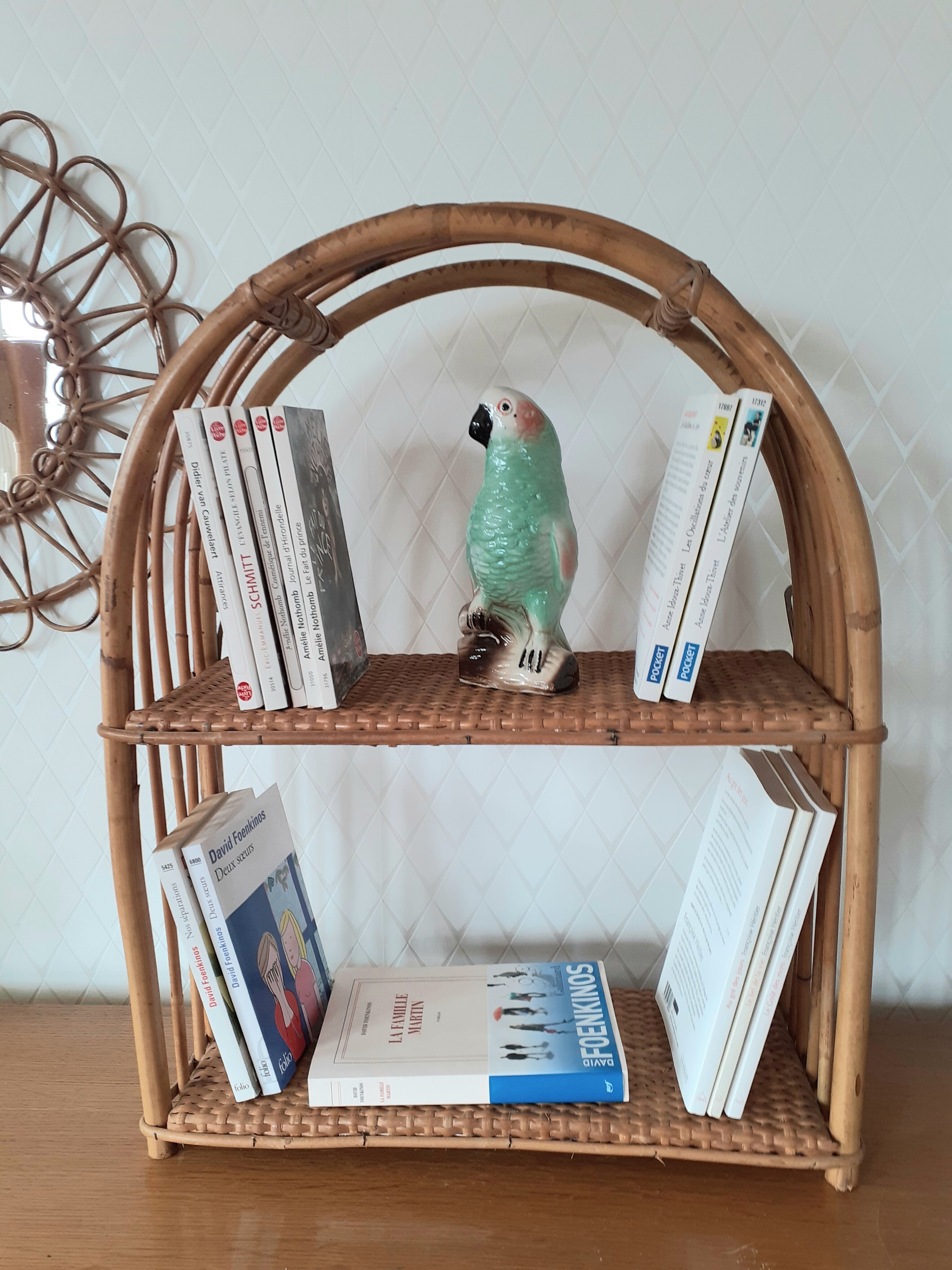 Rattan wall shelf