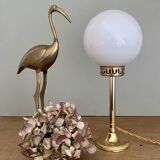 Vintage globe table lamp in white opaline