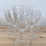 Set of 10 Chiseled Glass Wine Glasses from the 60s