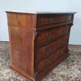 Commode Néo-Renaissance Henri II en loupe de noyer