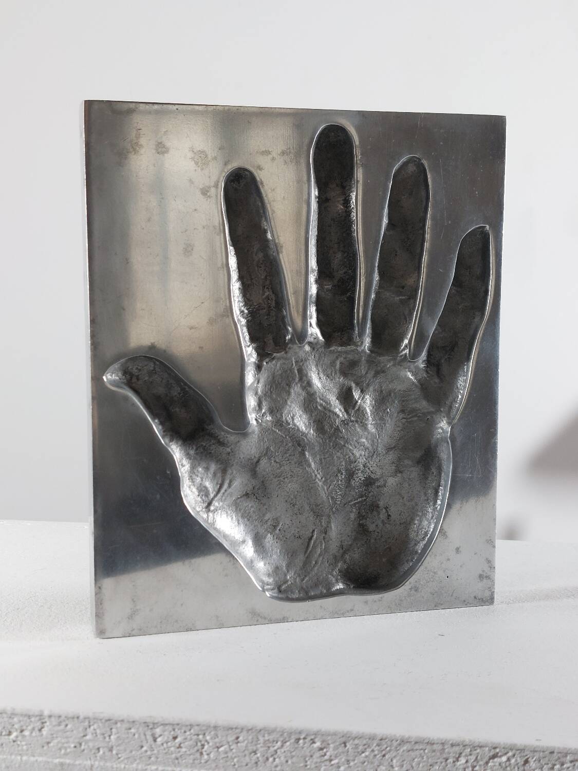 Aluminium sculpture of the protophotographic artwork by Ron Adzak.
