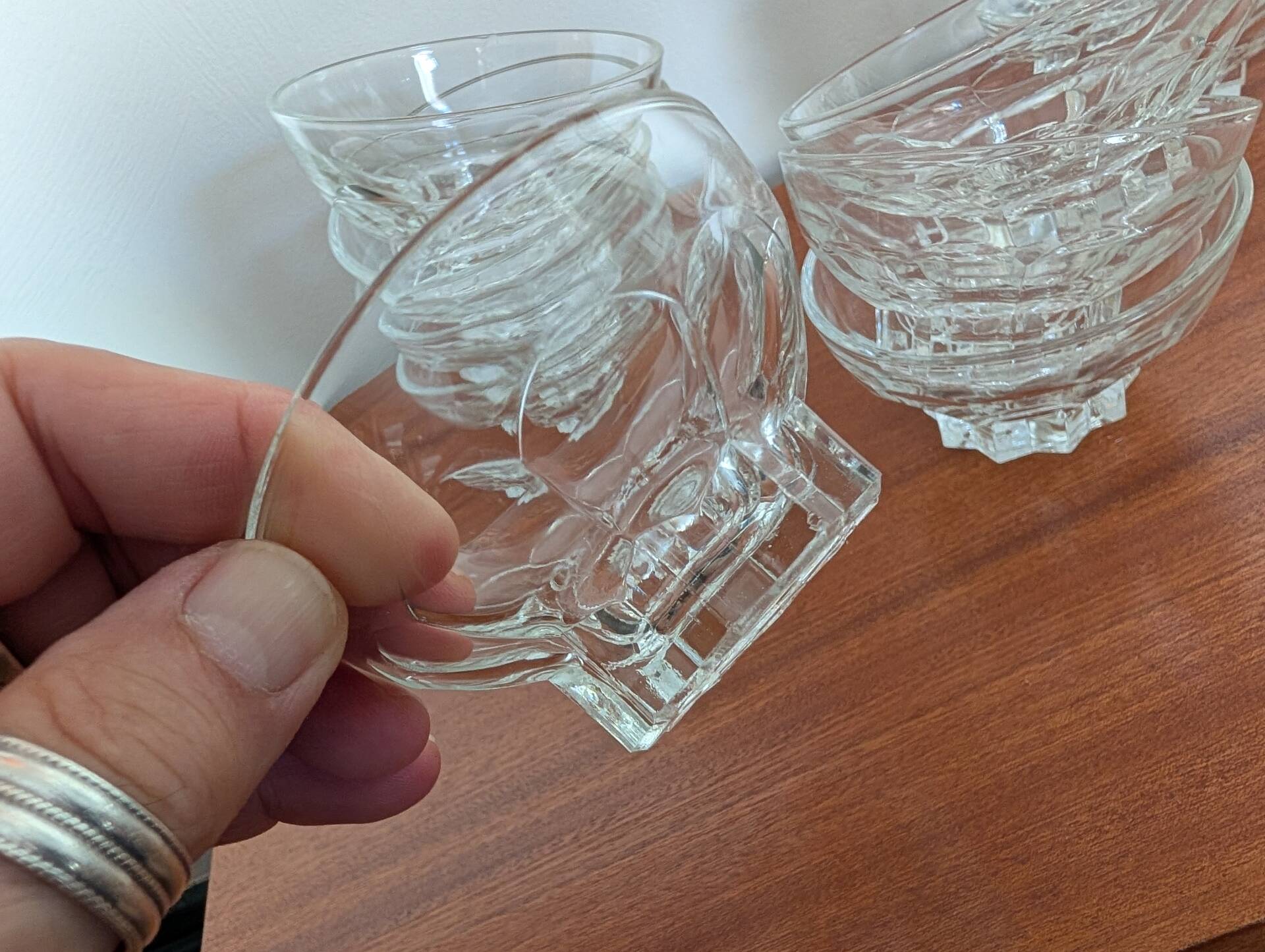 11 French moulded glass cups – 1970s