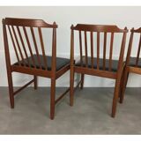 4 chaises scandinaves en teck à barreaux années 60