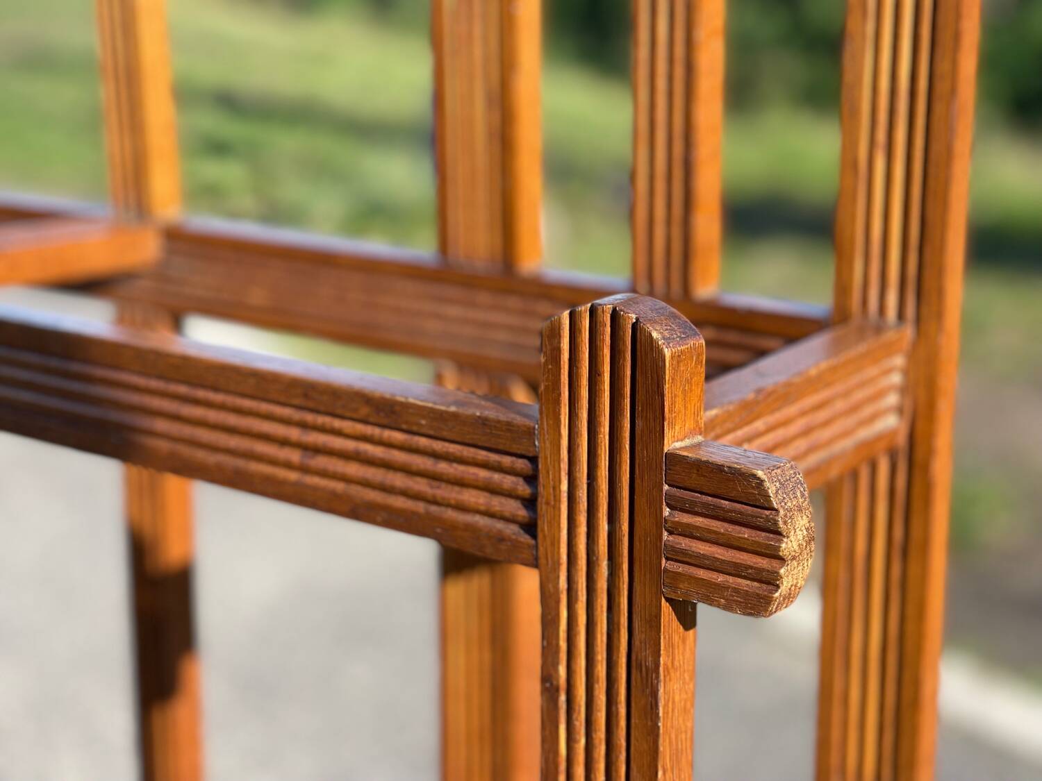 Large clothing rack/bistro mirror coat rack in oak - France 1950