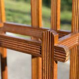 Large clothing rack/bistro mirror coat rack in oak - France 1950