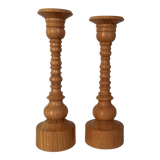 Pair of Scandinavian wooden candle holders