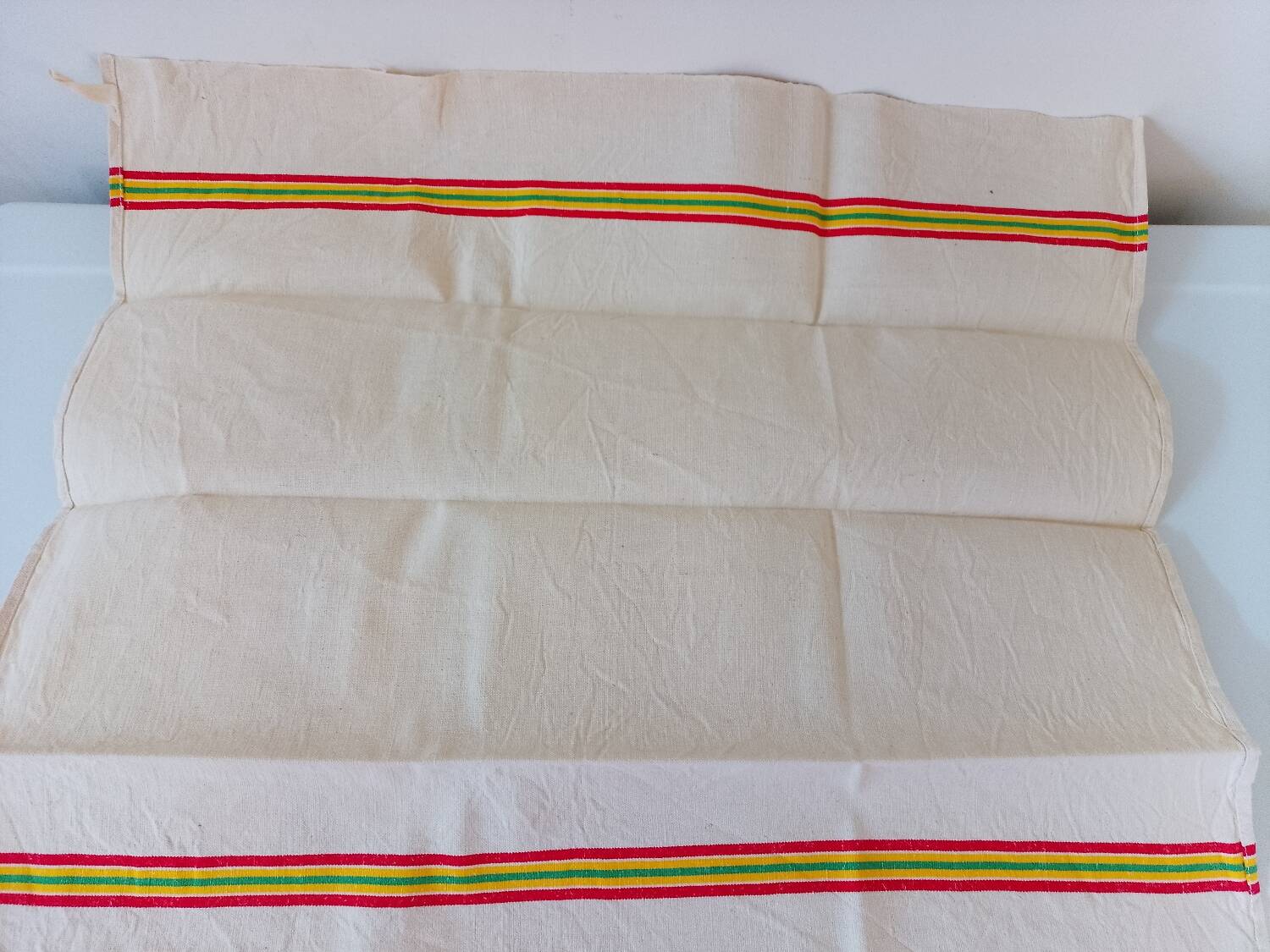 Set of 6 linen & cotton tea towels "blue flower"