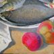 Still life with fish and fruit by Robert Vignoux (XXth)