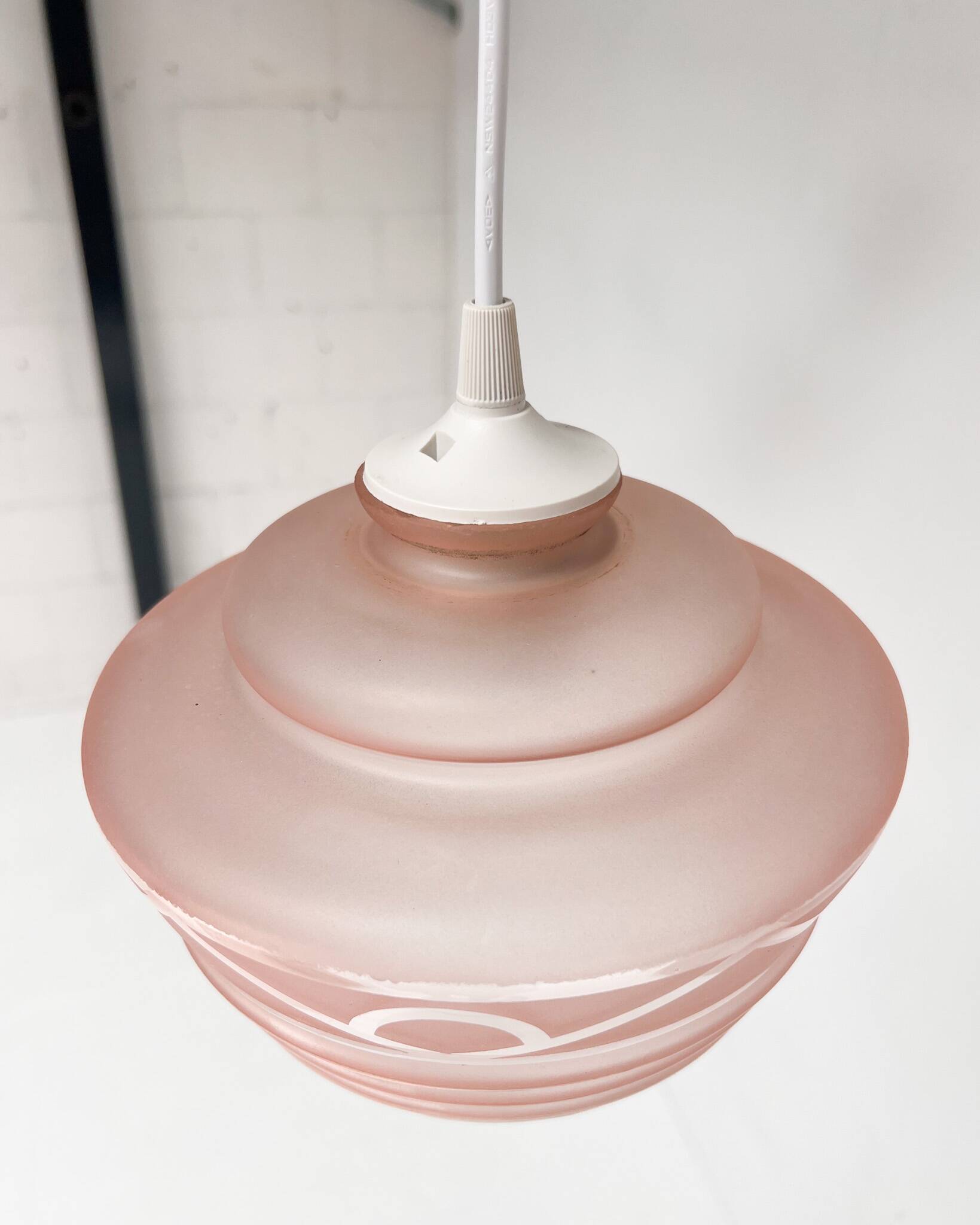 Pink glass ceiling lamp (per piece), 1960s