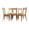 Six chaises paillée en bois