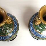 Pair of Asian enamel cloisonné vases