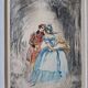 Georges Villa (1883-1965) - Colour lithograph - Gallant scene 1930