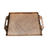 Plateau bois tressé vintage