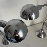 Pair of vintage 1940 Jumo 210 chrome desk lamps - 50 cm