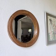 Woven wicker round mirror 1960